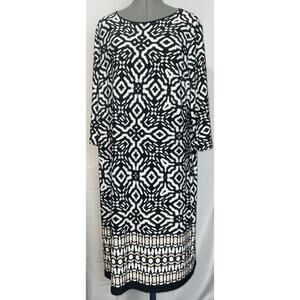 NEW Chico's Women Shift Dress Polyester Black And White Plus Size